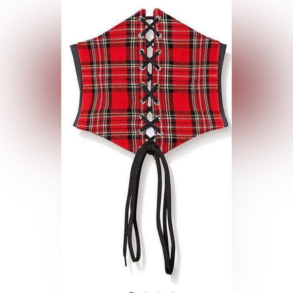Lavish Other - Lavish Red Plaid Lace-Up Corset plus 5 X NWOT new